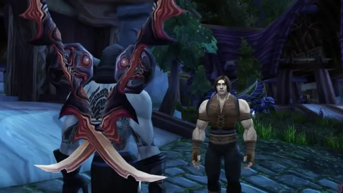 A "demon hunter" talking to a human