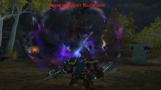 Paladin fighting a Bonespeaker Runeaxe