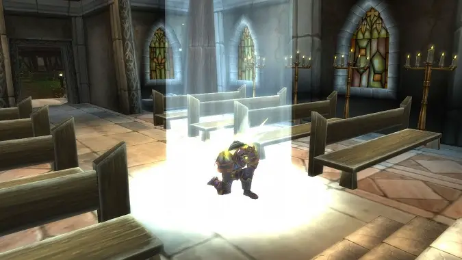 paladin kneeling in contemplation