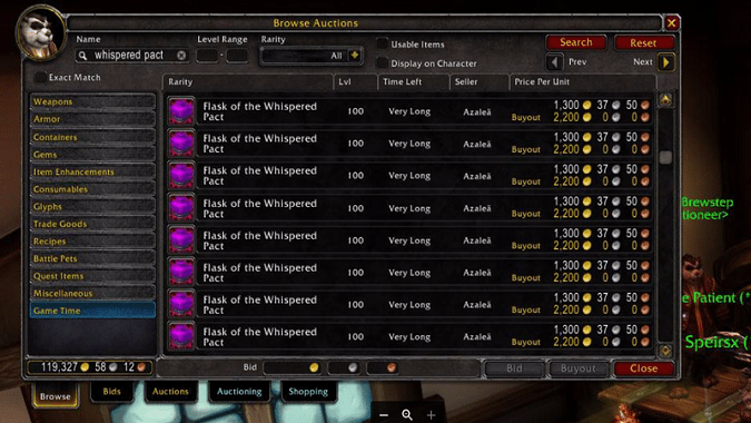 auction house flask prices