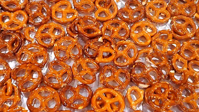 pretzels on tray