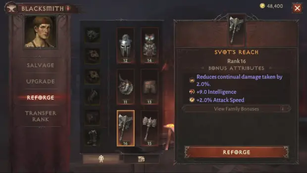 what does reforge legendary do diablo 3