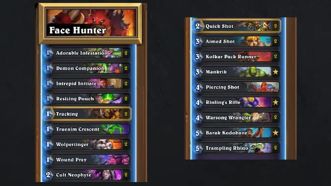 hearthstone meta decks face hunter