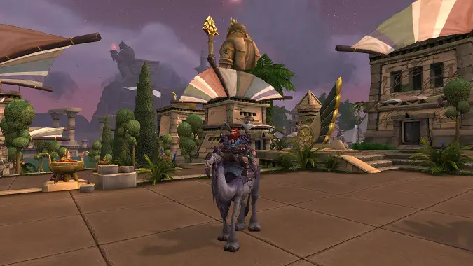 Grey Riding Camel in Uldum ridden by a Dwarf