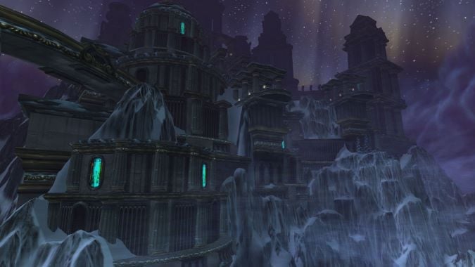 Ulduar complex rising out of the mountains