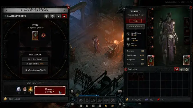 Diablo 4 Masterworking UI