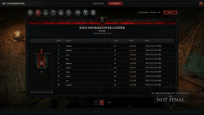 Diablo 4 leaderboards enter beta with patch 2.5.0