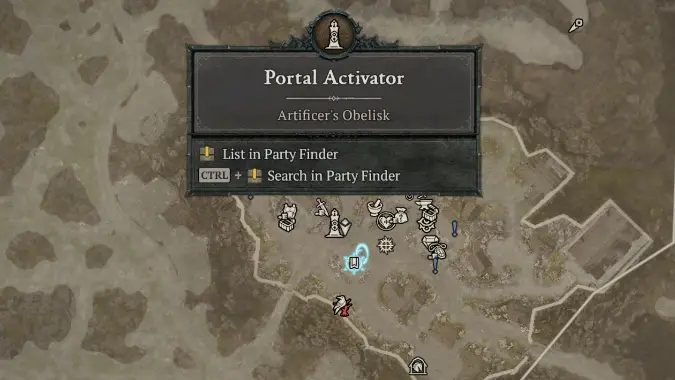 Diablo 4 Pit of Artificers obelisk location on the game map
